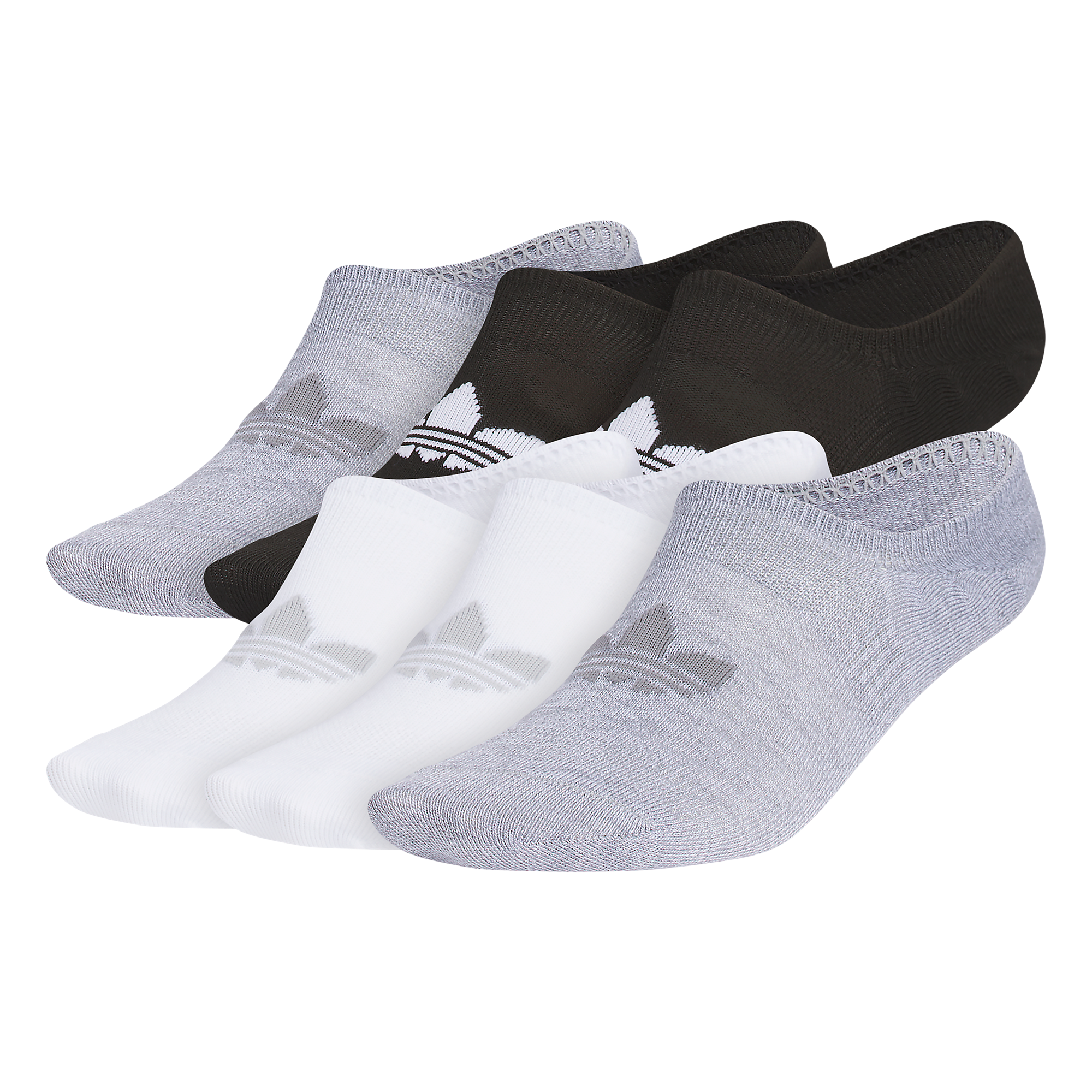 adidas Women's Superlite Invisible Sneaker Socks (6 Pairs)-Black/White/Grey